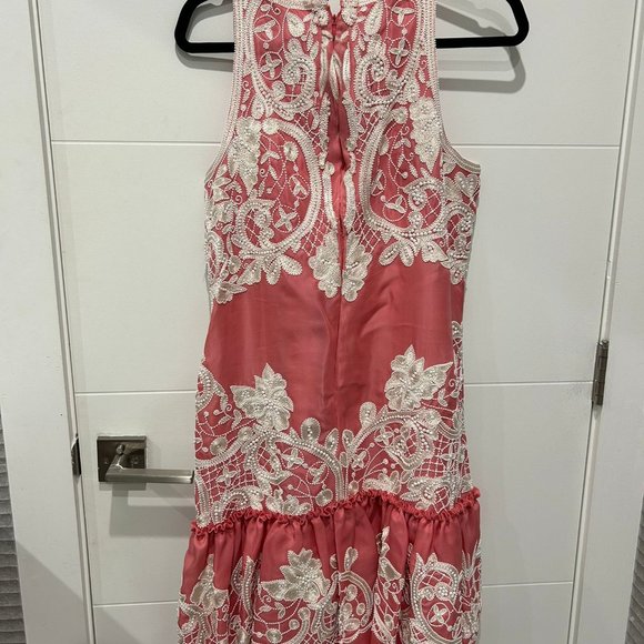 Naeem Khan Pink Dress with White Embroidery - Size 12 (Gently Used) - Picture 6 of 7